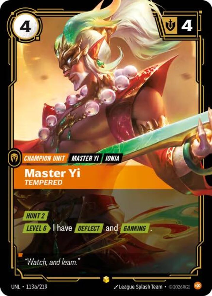 Master Yi - Tempered (Alternate Art) (113a/219) - Riftbound Unleashed