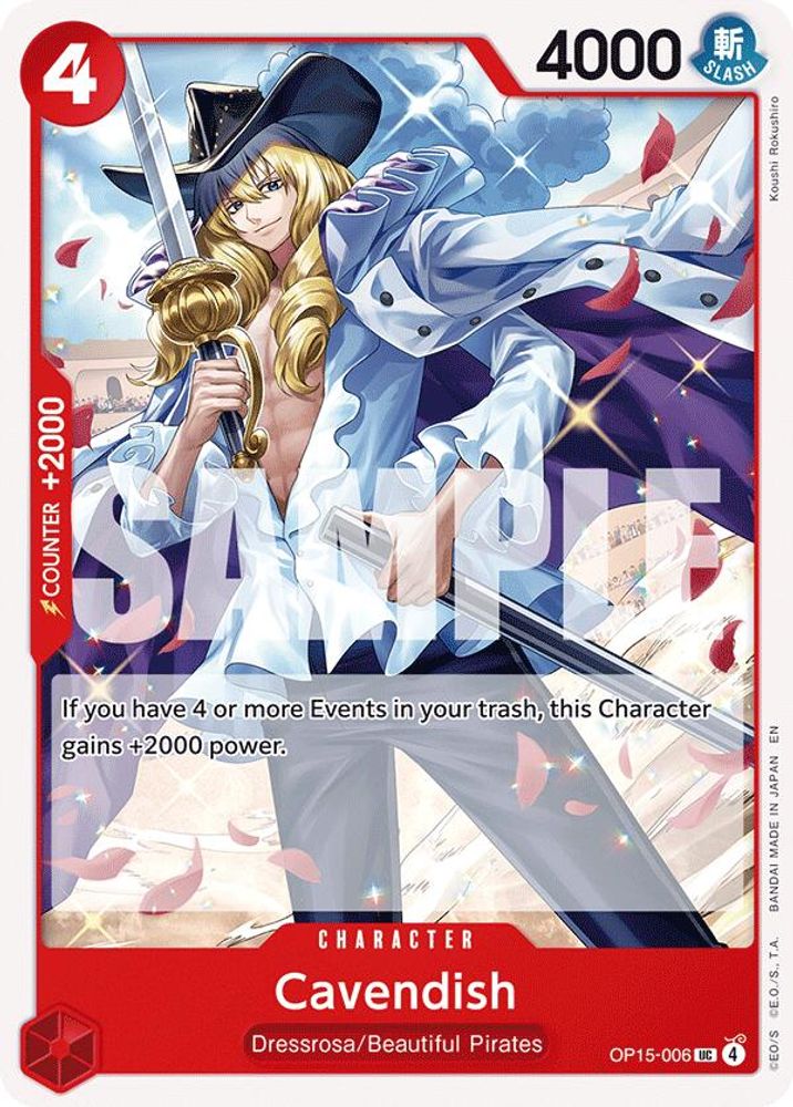 PLAYSET (4) 4x Cavendish (OP15-006) Uncommon - One Piece Adventure on Kami's Island