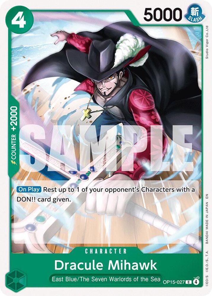 PLAYSET (4) 4x Dracule Mihawk (OP15-027) Common - One Piece Adventure on Kami's Island