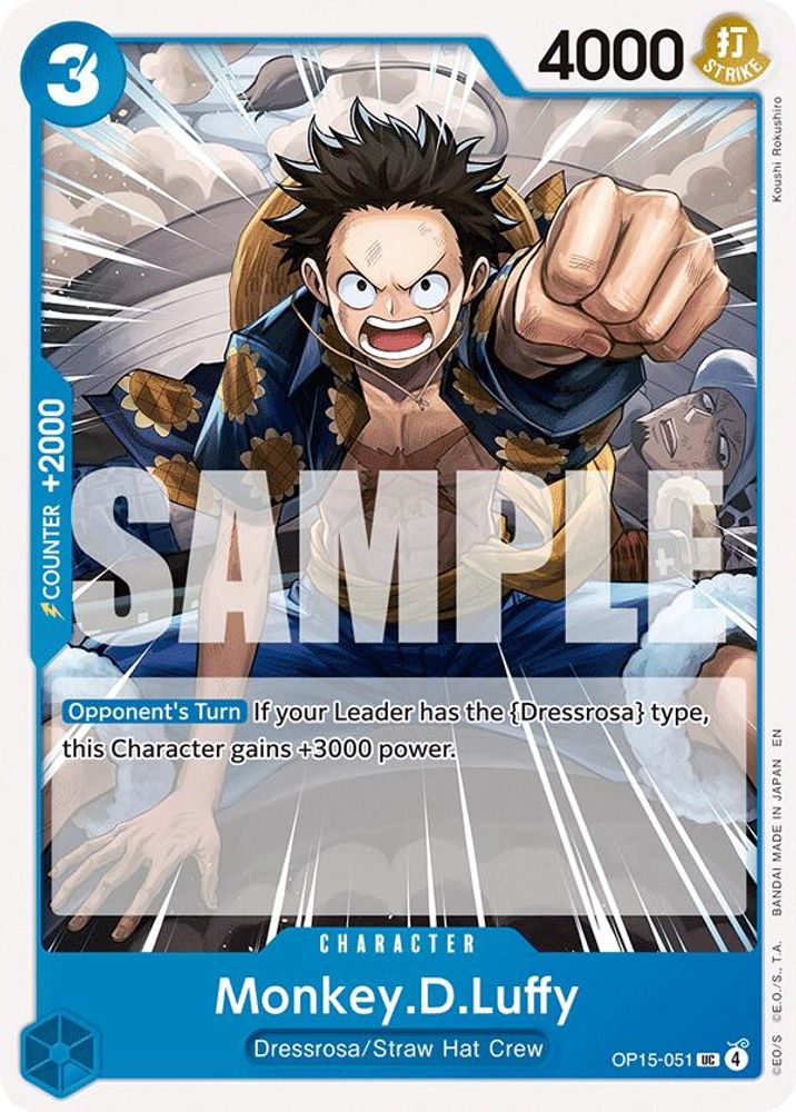 PLAYSET (4) 4x Monkey.D.Luffy (OP15-051) (OP15-051) Uncommon - One Piece Adventure on Kami's Island