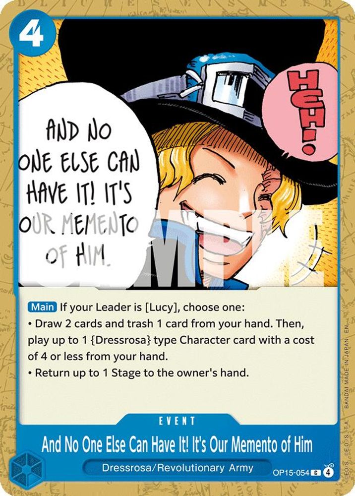 PLAYSET (4) 4x And No One Else Can Have It! It's Our Memento of Him (OP15-054) Common - One Piece Adventure on Kami's Island