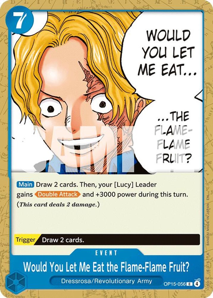 PLAYSET (4) 4x Would You Let Me Eat the Flame-Flame Fruit? (OP15-056) Common - One Piece Adventure on Kami's Island