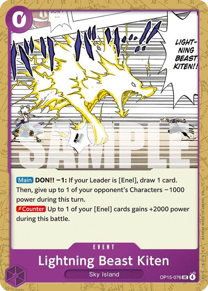 PLAYSET (4) 4x Lightning Beast Kitten (OP15-076) Uncommon - One Piece Adventure on Kami's Island