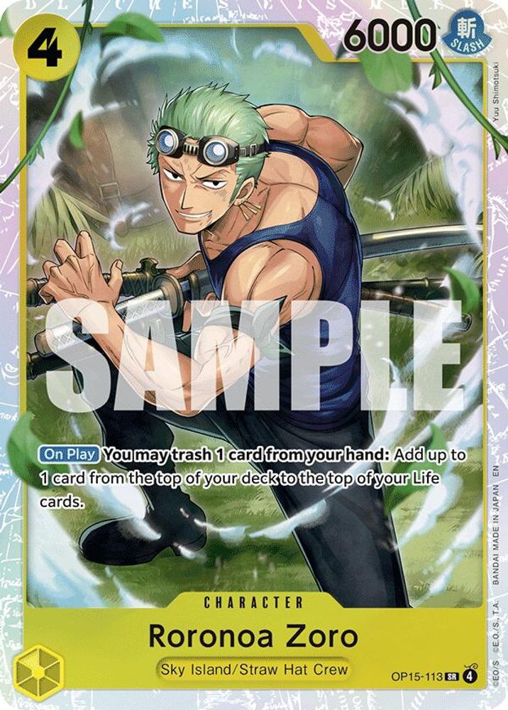 Roronoa Zoro (113) (OP15-113) (YELLOW) Super Rare - One Piece Adventure on Kami's Island