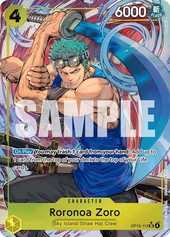 [ALTERNATE ART] Roronoa Zoro (113) (OP15-113) (YELLOW) SR - One Piece Adventure on Kami's Island
