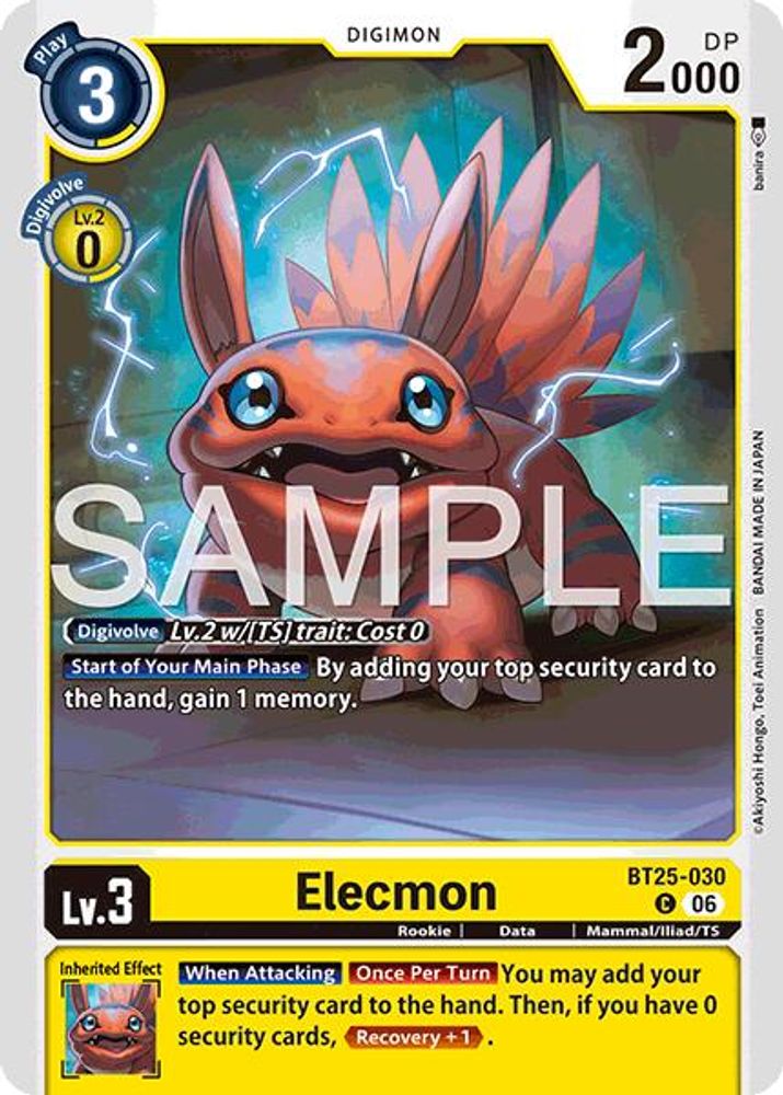 PLAYSET (4) 4x Elecmon (BT25-030) Common - Digimon Dual Revolution