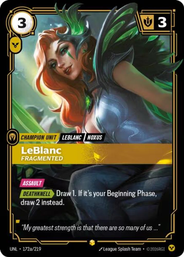 LeBlanc - Fragmented (Alternate Art) (172a/219) - Riftbound Unleashed