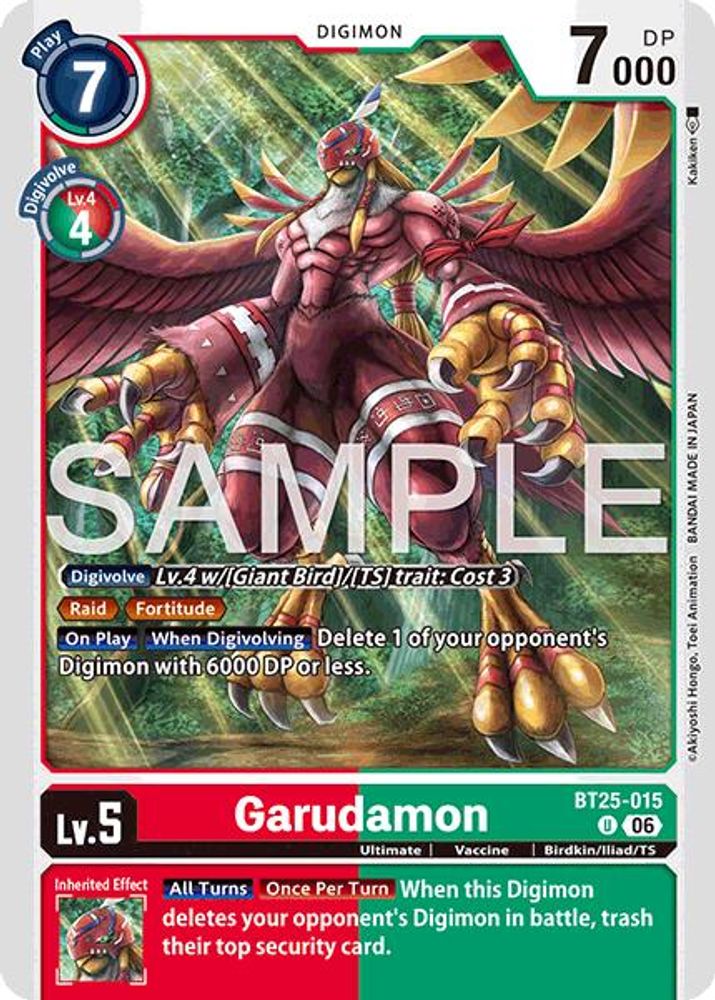 PLAYSET (4) 4x Garudamon (BT25-015) Uncommon - Digimon Dual Revolution