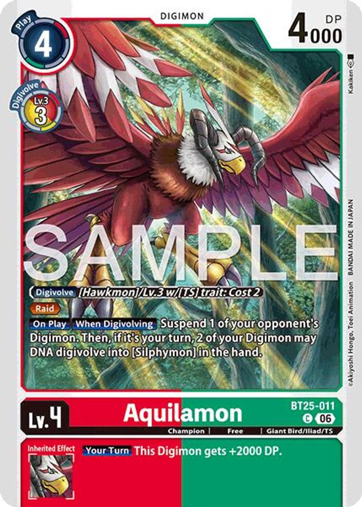 PLAYSET (4) 4x Aquilamon (BT25-011) Common - Digimon Dual Revolution