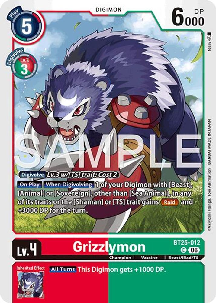 PLAYSET (4) 4x Grizzlymon (BT25-012) Common - Digimon Dual Revolution