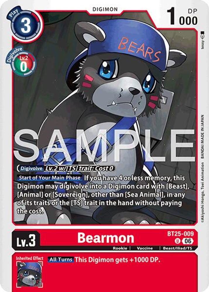 PLAYSET (4) 4x Bearmon (BT25-009) Uncommon - Digimon Dual Revolution