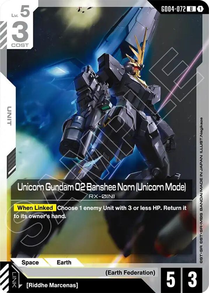 PLAYSET (4) 4x Unicorn Gundam 02 Banshee Norn (Unicorn Mode) (GD04-072) [UC] - Gundam Phantom Aria