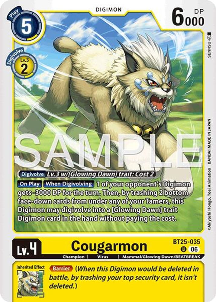 PLAYSET (4) 4x Cougarmon (BT25-035) Uncommon - Digimon Dual Revolution