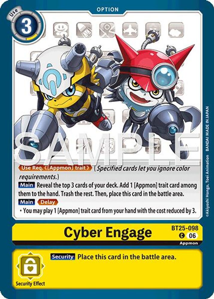 PLAYSET (4) 4x Cyber Engage (BT25-098) Common - Digimon Dual Revolution