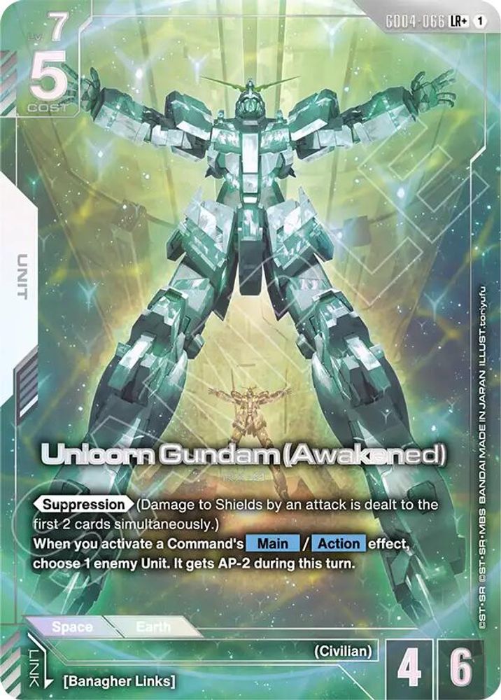 [ALTERNATE ART] Unicorn Gundam (Awakened) (LR+) (GD04-066) - Gundam Phantom Aria