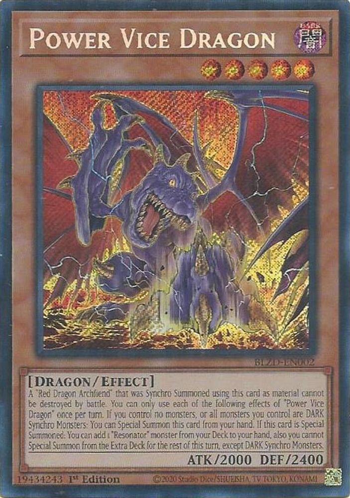 Power Vice Dragon - (BLZD-EN002) - Secret Rare 1st Edition