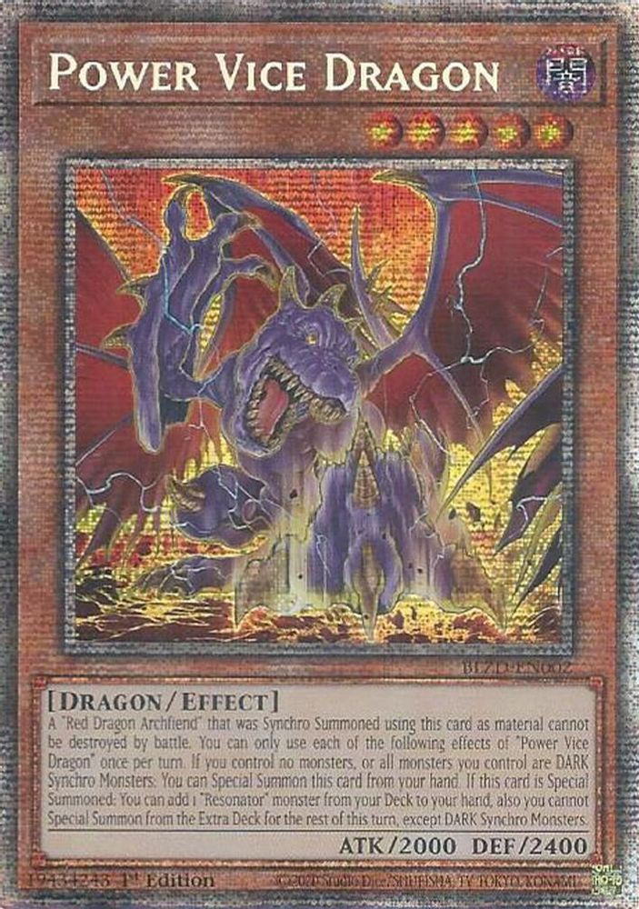 [STARLIGHT RARE] Power Vice Dragon - (BLZD-EN002) - Starlight Rare 1st Edition