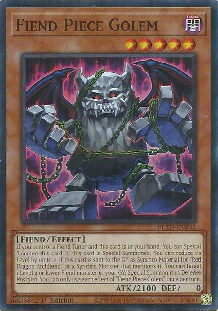 PLAYSET (3) 3x Fiend Piece Golem - (BLZD-EN003) - Common 1st Edition