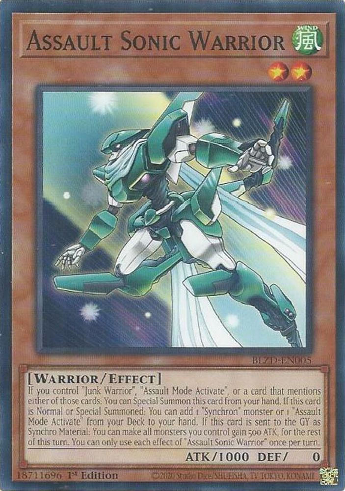 PLAYSET (3) 3x Assault Sonic Warrior - (BLZD-EN005) - Common 1st Edition
