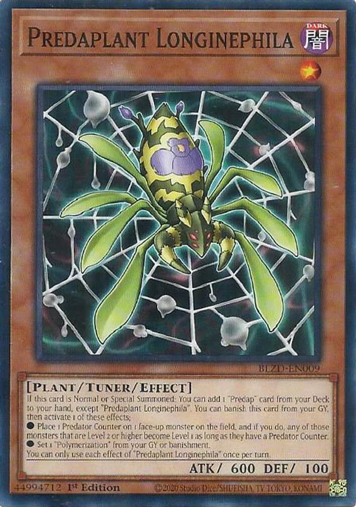 PLAYSET (3) 3x Predaplant Longinephila - (BLZD-EN009) - Common 1st Edition