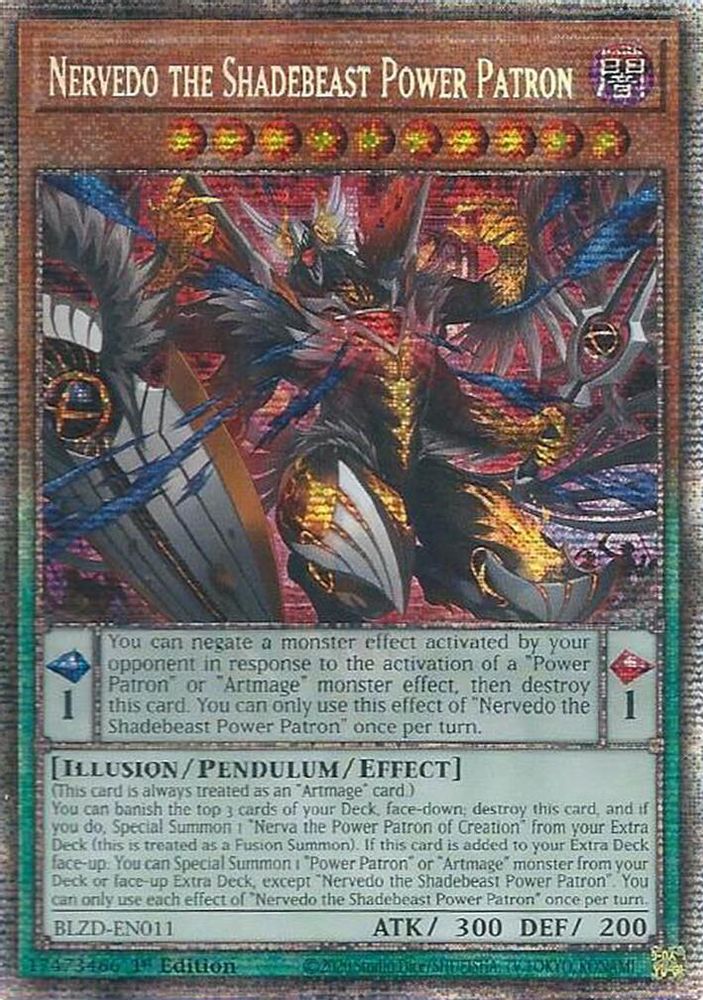 [STARLIGHT RARE] Nervedo the Shadebeast Power Patron - (BLZD-EN011) - Starlight Rare 1st Edition