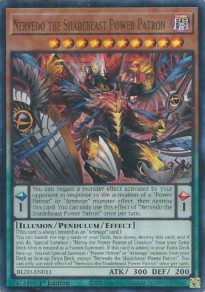 Nervedo the Shadebeast Power Patron - (BLZD-EN011) - Ultra Rare 1st Edition