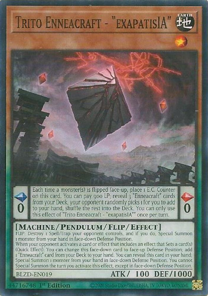 PLAYSET (3) 3x Trito Enneacraft - "exapatisIA" - (BLZD-EN019) - Common 1st Edition