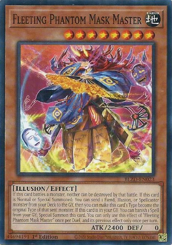 PLAYSET (3) 3x Fleeting Phantom Mask Master - (BLZD-EN023) - Common 1st Edition