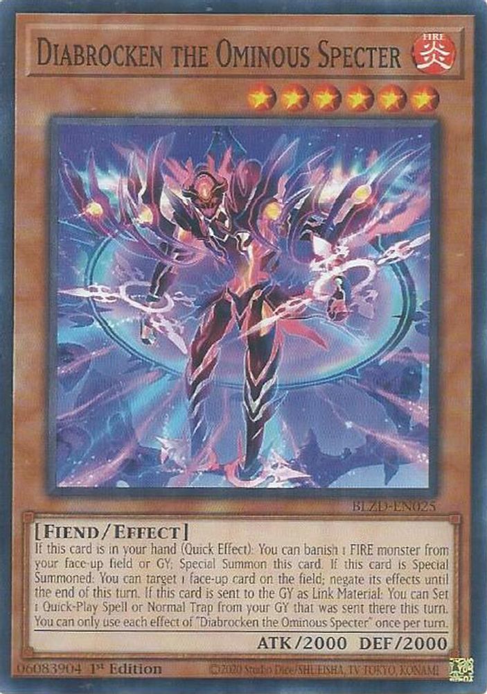 PLAYSET (3) 3x Diabrocken the Ominous Specter - (BLZD-EN025) - Common 1st Edition