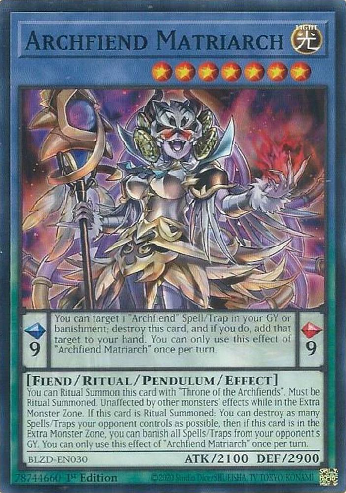 PLAYSET (3) 3x Archfiend Matriarch - (BLZD-EN030) - Common 1st Edition
