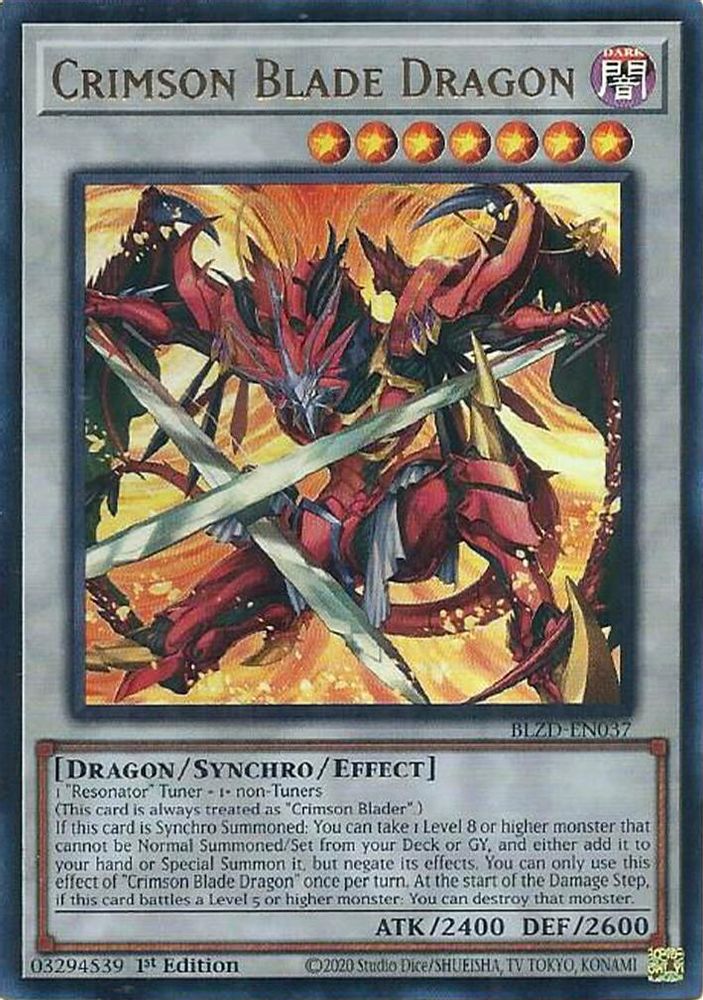Crimson Blade Dragon - (BLZD-EN037) - Ultra Rare 1st Edition