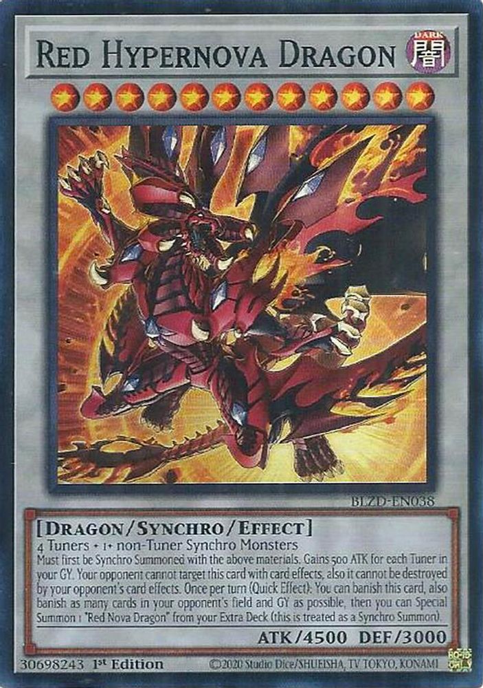 Red Hypernova Dragon - (BLZD-EN038) - Super Rare 1st Edition