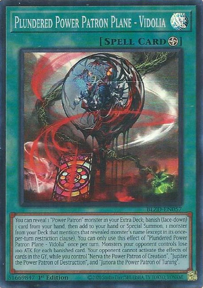 Plundered Power Patron Plane - Vidolia - (BLZD-EN057) - Super Rare 1st Edition