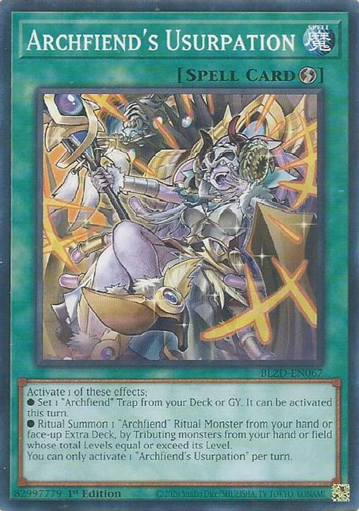 PLAYSET (3) 3x Archfiend's Usurpation - (BLZD-EN067) - Common 1st Edition