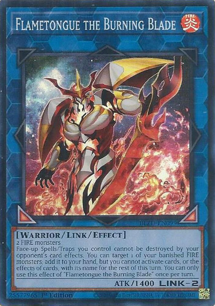 Flametongue the Burning Blade - (BLZD-EN099) - Super Rare 1st Edition