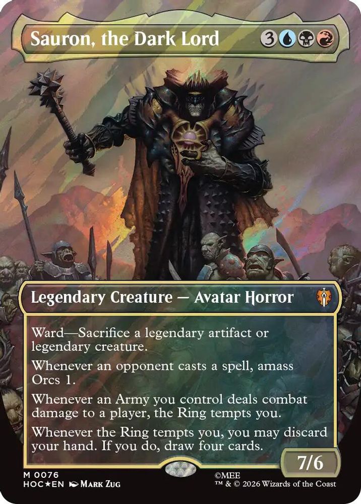 [FOIL] Sauron, the Dark Lord (Borderless) (Surge Foil) #076 - MYTHIC HOC - The Hobbit: Eternal-Legal