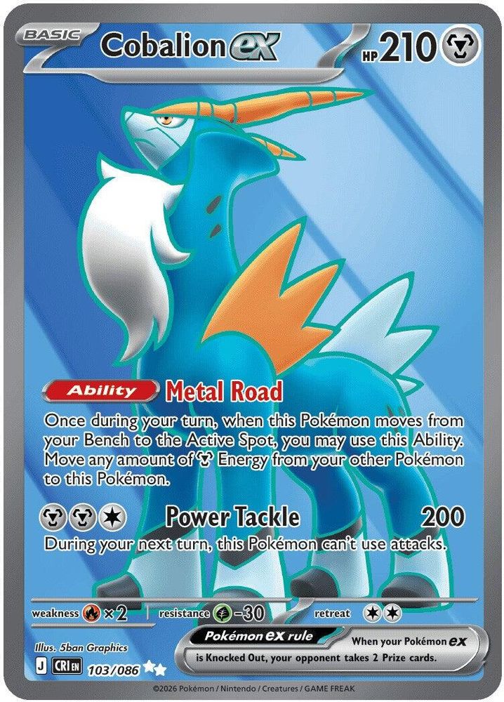 Cobalion ex - [  103/086 ] - Ultra Rare - Pokemon ME04 Chaos Rising