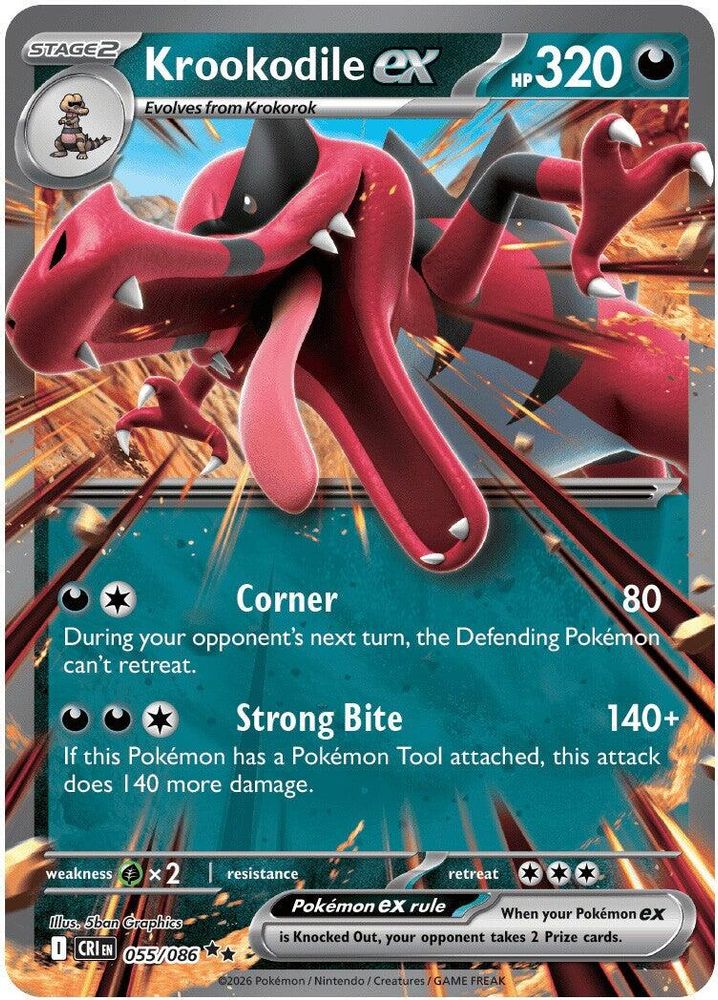 Krookodile ex - [ 055/086 ] - Double Rare - Pokemon ME04 Chaos Rising