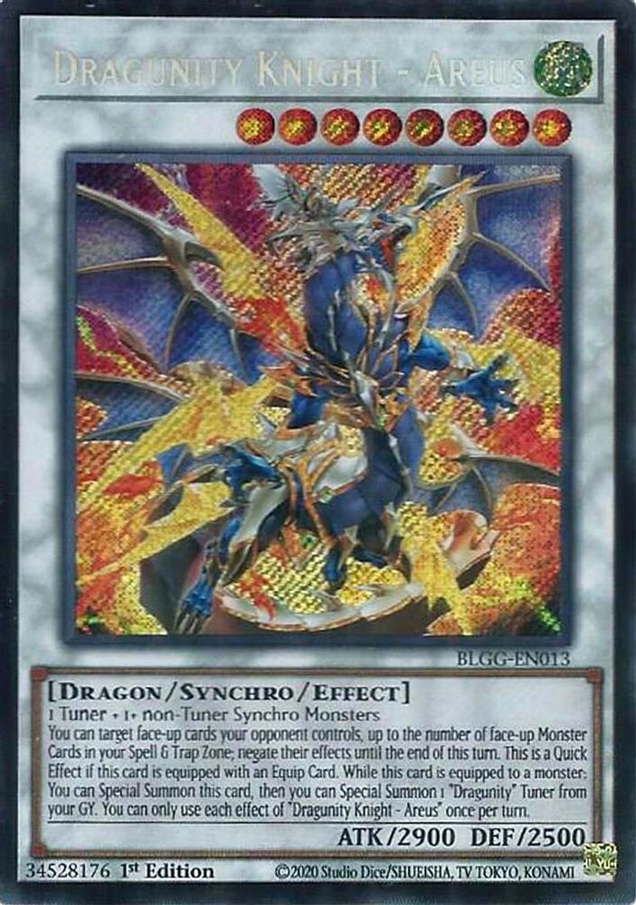 Dragunity Knight - Areus - (BLGG-EN013) Secret Rare - 1st Edition
