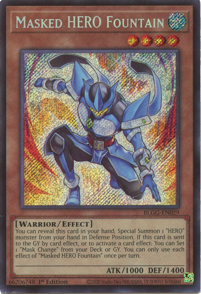 Masked HERO Fountain - (BLGG-EN029) Secret Rare - 1st Edition