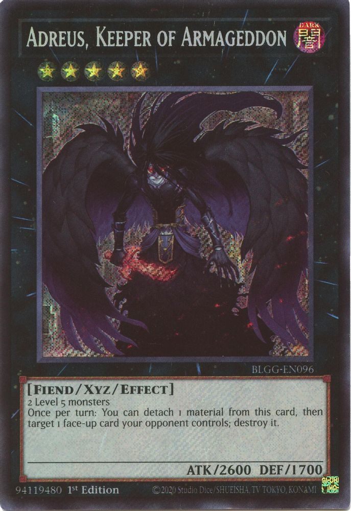 Adreus, Keeper of Armageddon - (BLGG-EN096) Secret Rare - 1st Edition