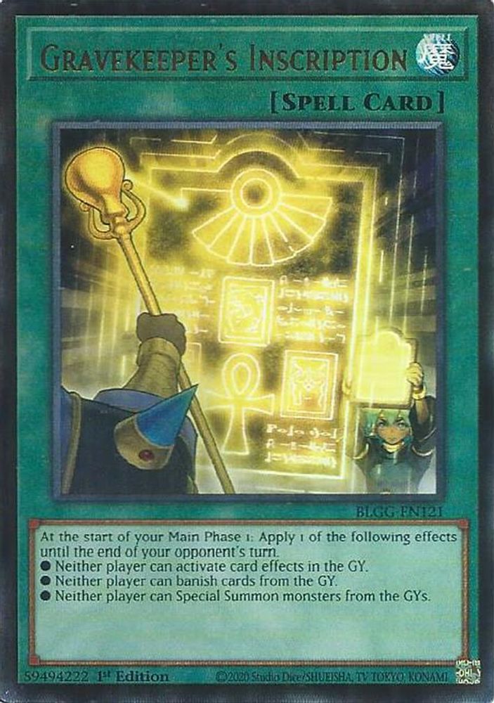 Gravekeeper's Inscription - (BLGG-EN121) Ultra Rare - 1st Edition