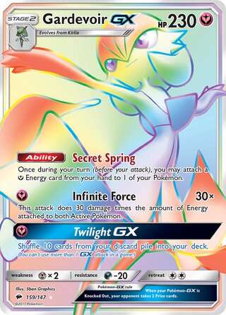 HYPER RARE Gardevoir GX - 159/147 - Burning Shadows