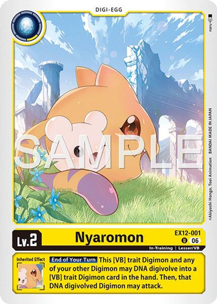 PLAYSET (4) 4x Nyaromon (EX12-001) Uncommon - Digimon Digital World Shambala
