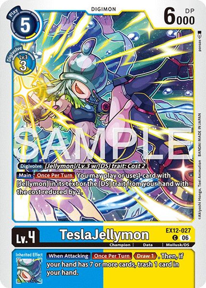 PLAYSET (4) 4x TeslaJellymon (EX12-027) Common - Digimon Digital World Shambala