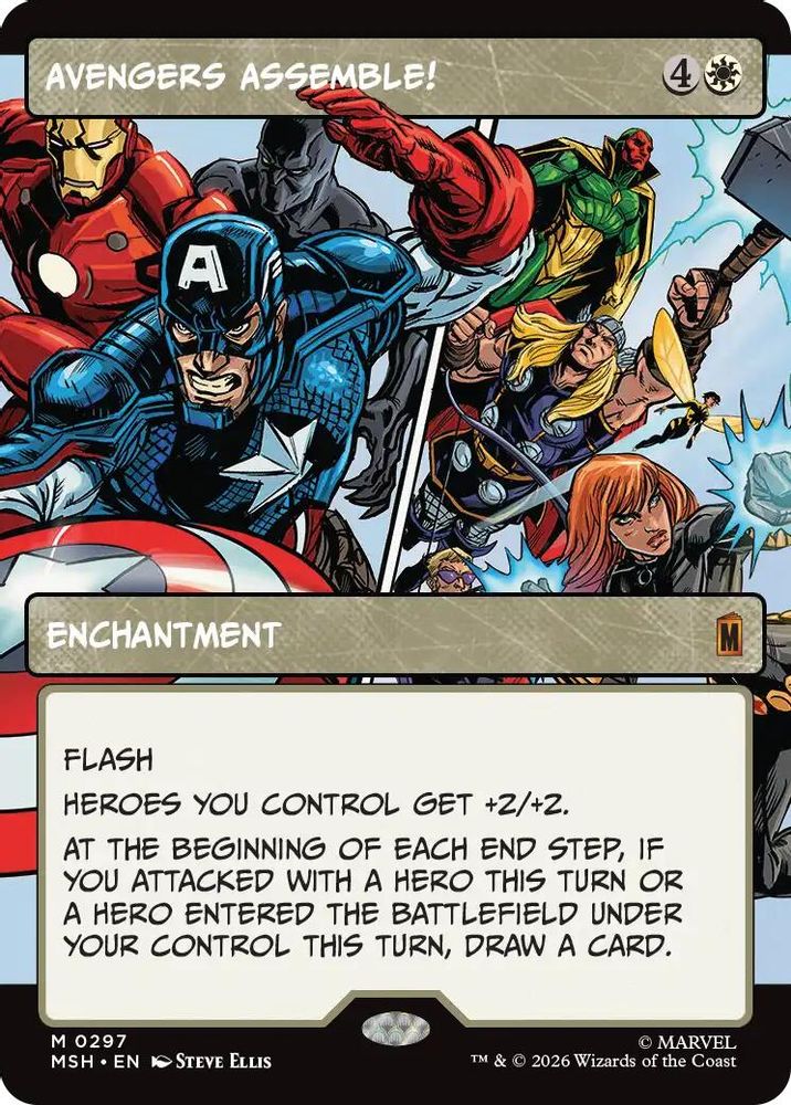 [FOIL] Avengers Assemble! (Borderless) (0297) #297 - MYTHIC MSH -  Marvel Super Heroes