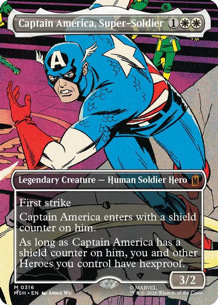 [FOIL] Captain America, Super-Soldier (Borderless) (0316) #316 - MYTHIC MSH -  Marvel Super Heroes