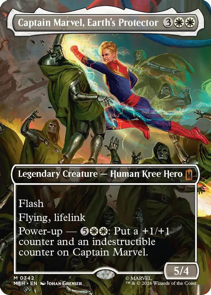 [FOIL] Captain Marvel, Earth's Protector (Borderless) (0342) #342 - MYTHIC MSH -  Marvel Super Heroes