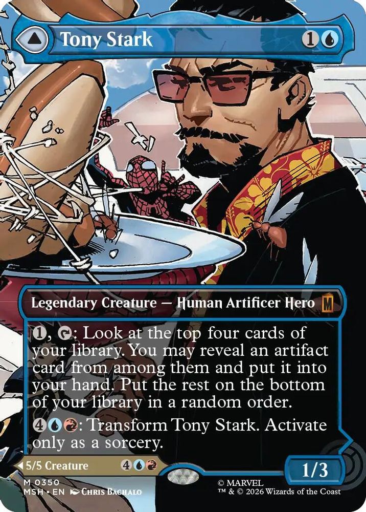 [FOIL] Tony Stark (Borderless) (0350) #350 - MYTHIC MSH -  Marvel Super Heroes