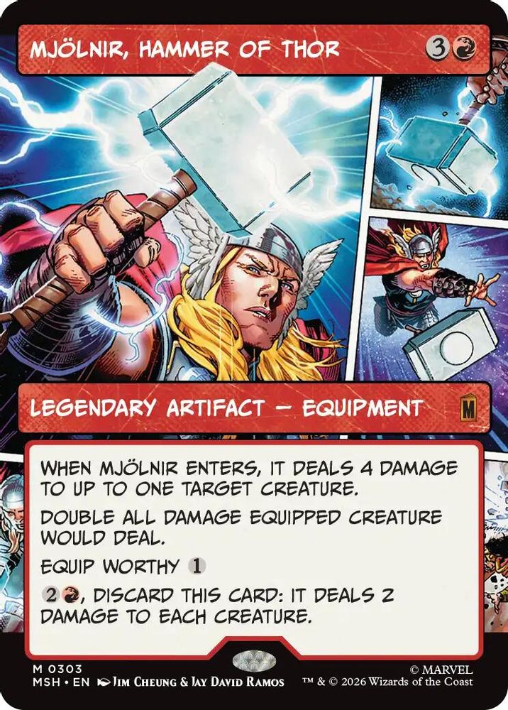 [FOIL] Mjolnir, Hammer of Thor (Borderless) (0303) #303 - MYTHIC MSH -  Marvel Super Heroes